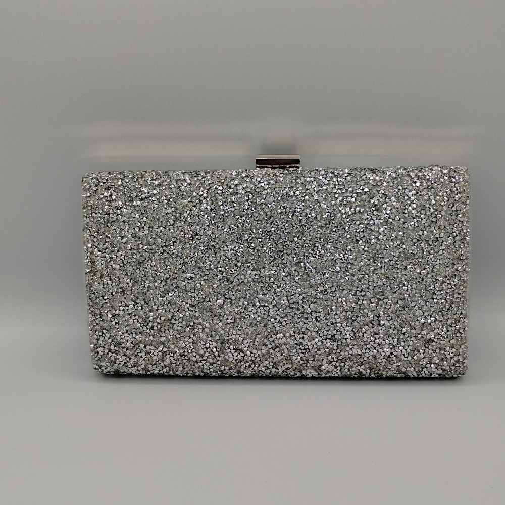 Women's gray glitter clutch bags